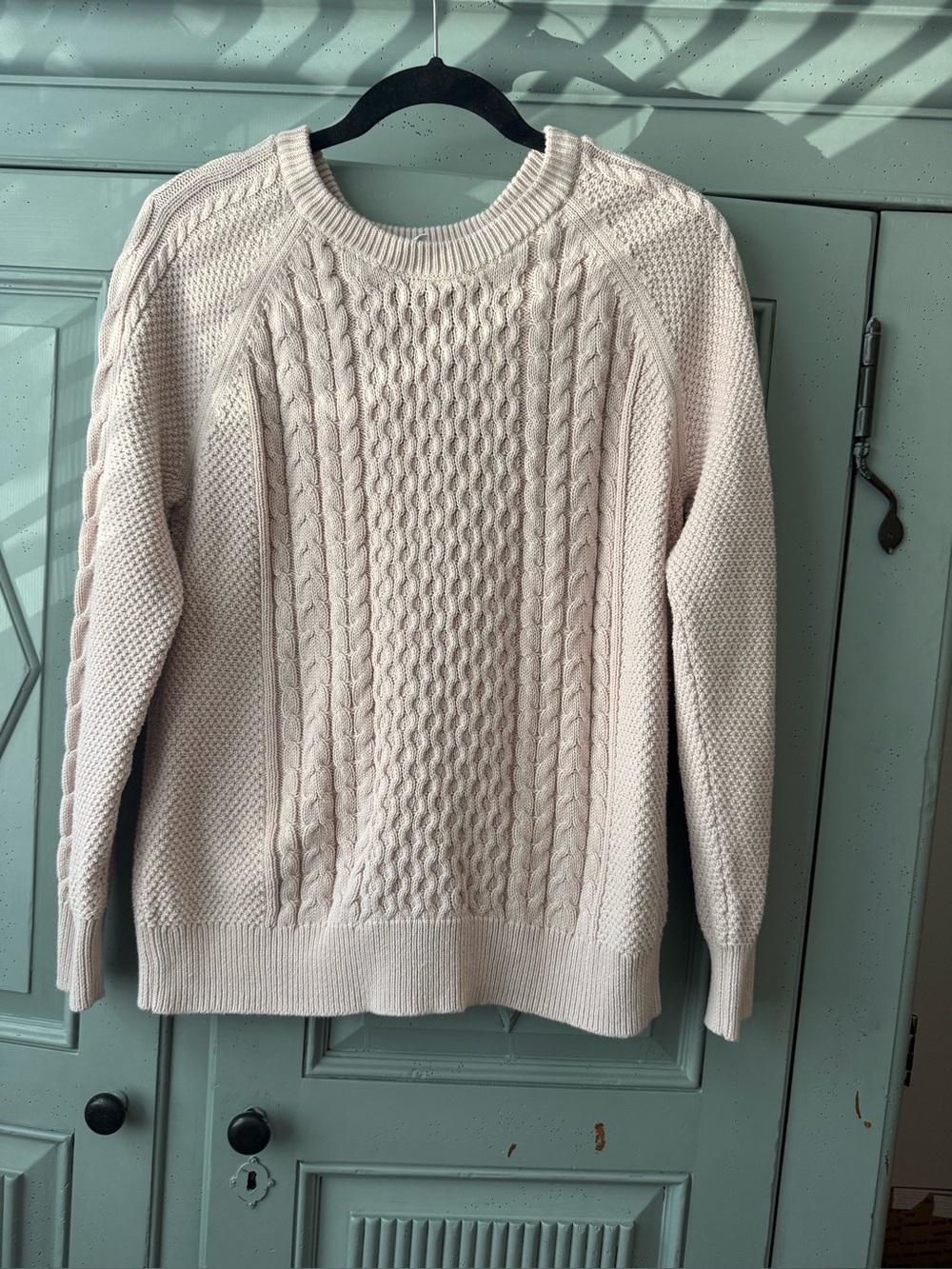 Classic Cable Knit Women's Sweater in a blush